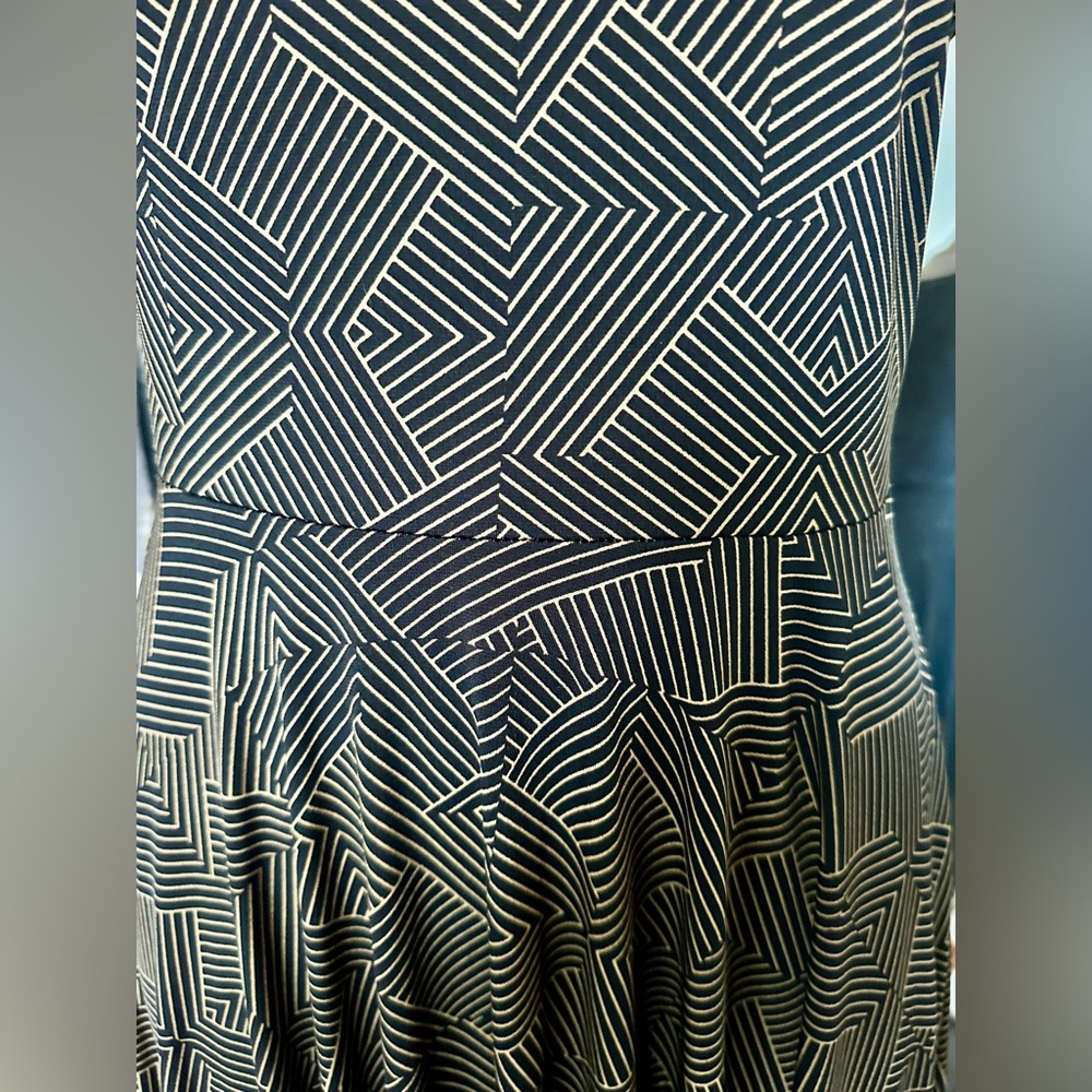 LuLaRoe Black & Gold  Geometric Fit-and-Flare Midi Dress - Picture 3 of 5